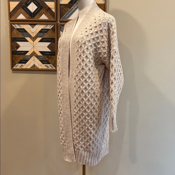 Banana Republic Bariloche Honeycomb Cardigan Sweater Heathered Beige size XS - Picture 4 of 11